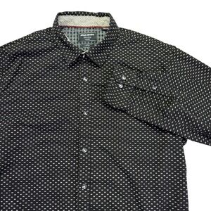Michael Brandon Button Down Shirt Men's Large Black Tailored Quality Long Sleeve